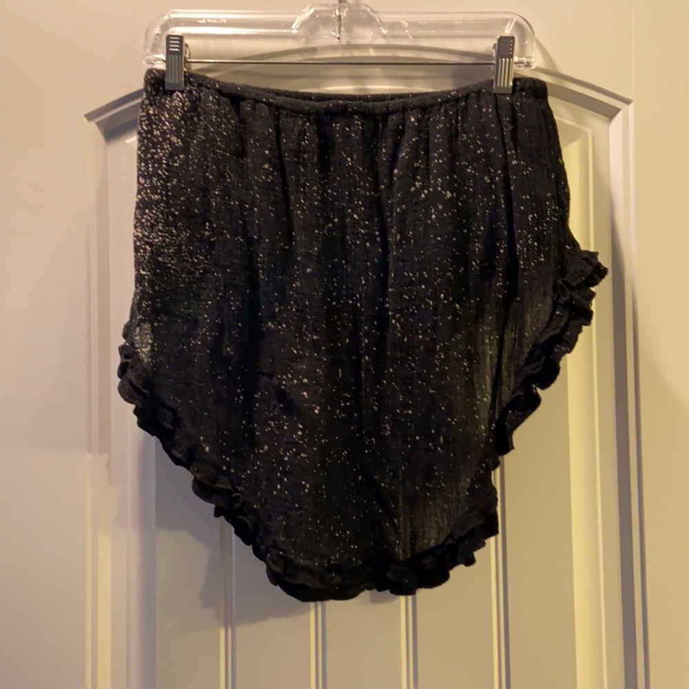 Galaxy Ruffle Black Strapless Crop Top